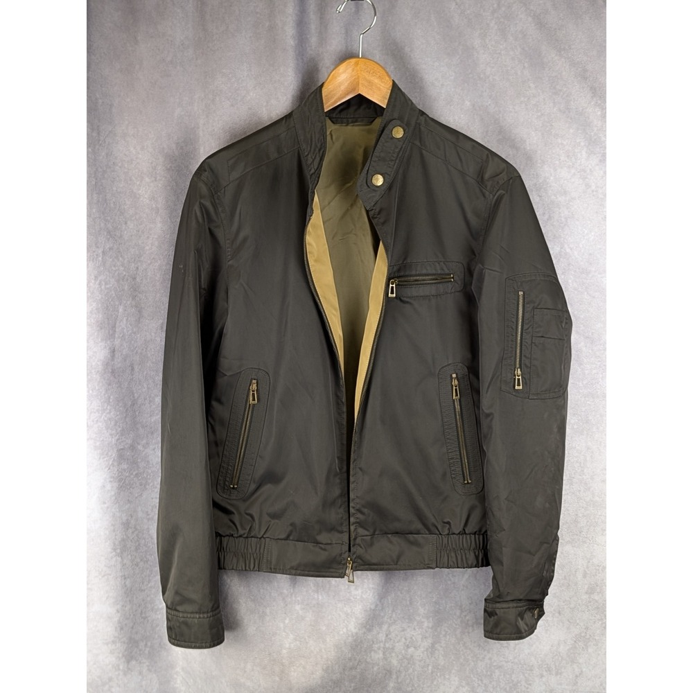 Hugo Boss Mens Bondo-N Bomber Jacket Olive Green Full Zip Utility Size S Small